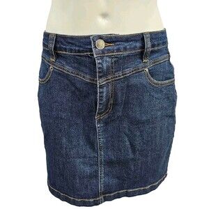 ALK Women's 8 Modcloth Dark Wash Denim‎ Classic  Blue Jean Mini Skirt NEW NWT